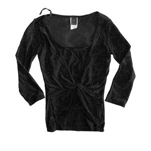 Y2K Vintage Wrapper Womens Black twist Front Long Sleeve Top Small
